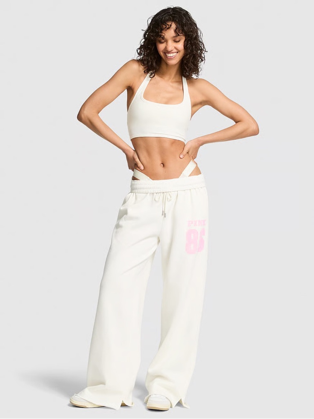 NEW Pink wide leg split hem sweatpants